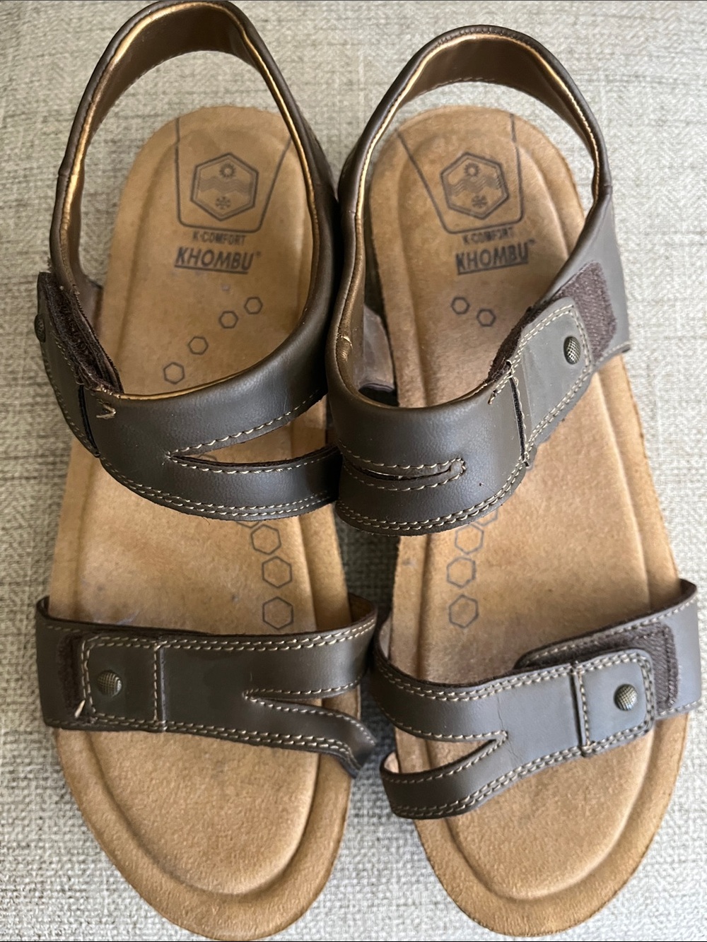 Khombu Brown Casual Adjustable Strap Sandals